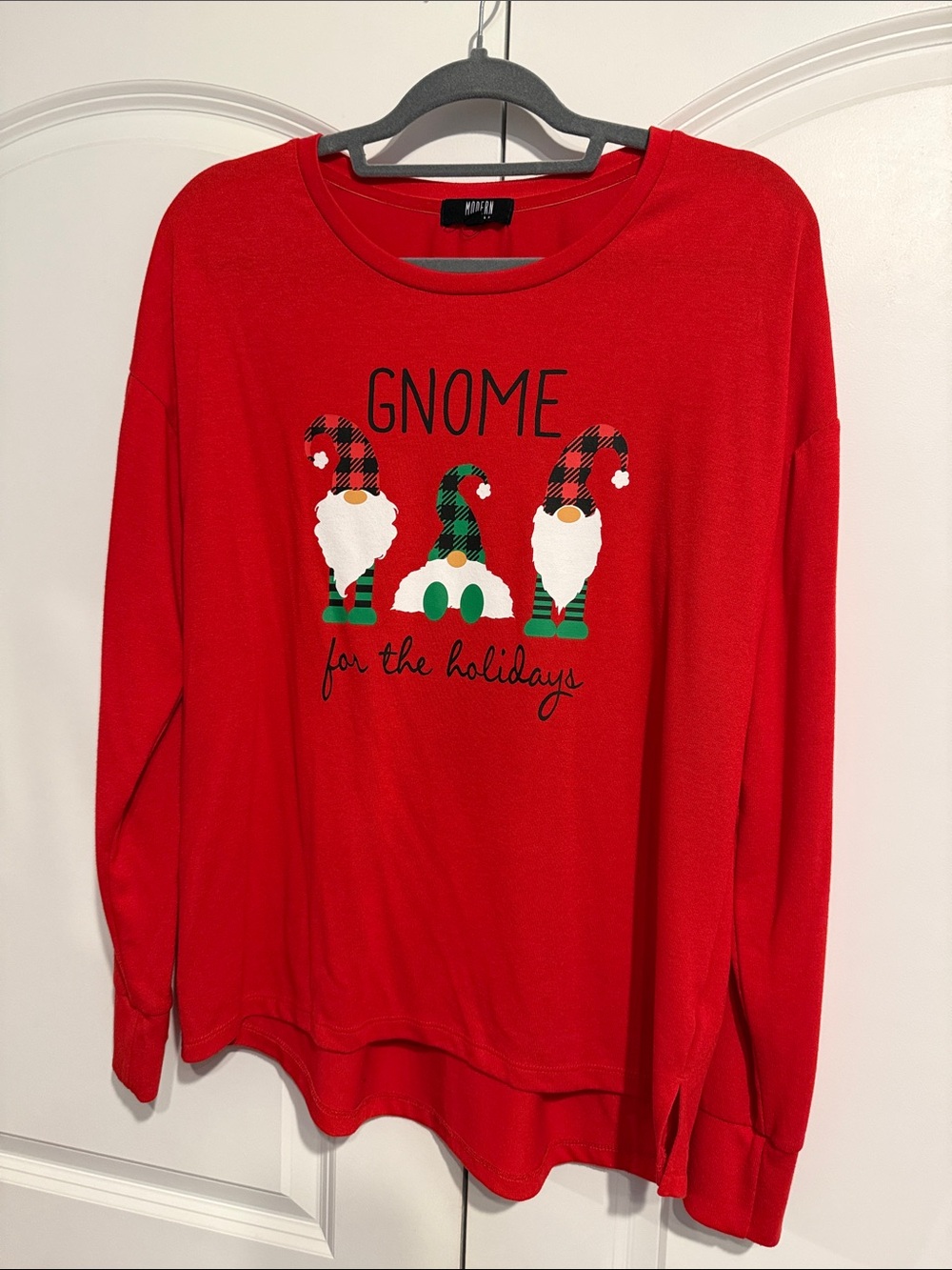Modern canvas Red Gnome Holiday top